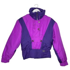 Vintage 90s Sun Ice Snow Aces Ski Jacket Colorblock Purple Cropped Never Worn